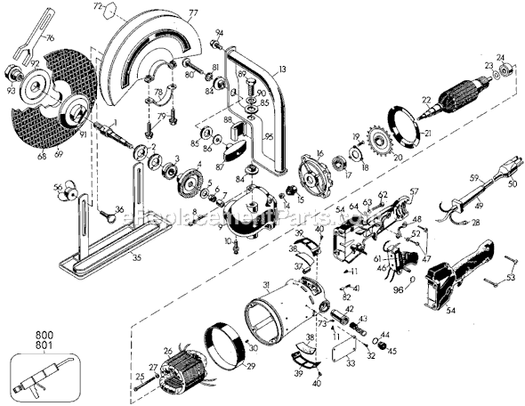 Page A Diagram and Parts List for 3912 Type 3 Black and Decker Chop Saw